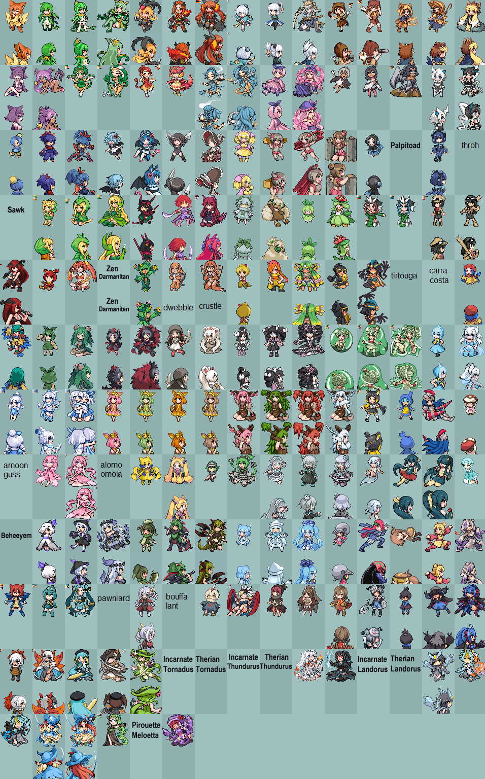 Mega moemon sprites