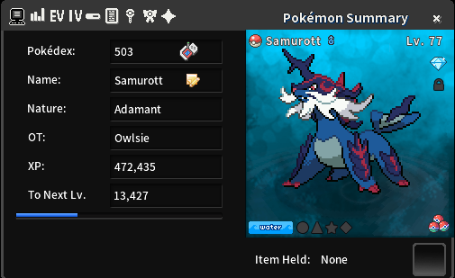 Hisuian Samurott Battle and Follower Sprite