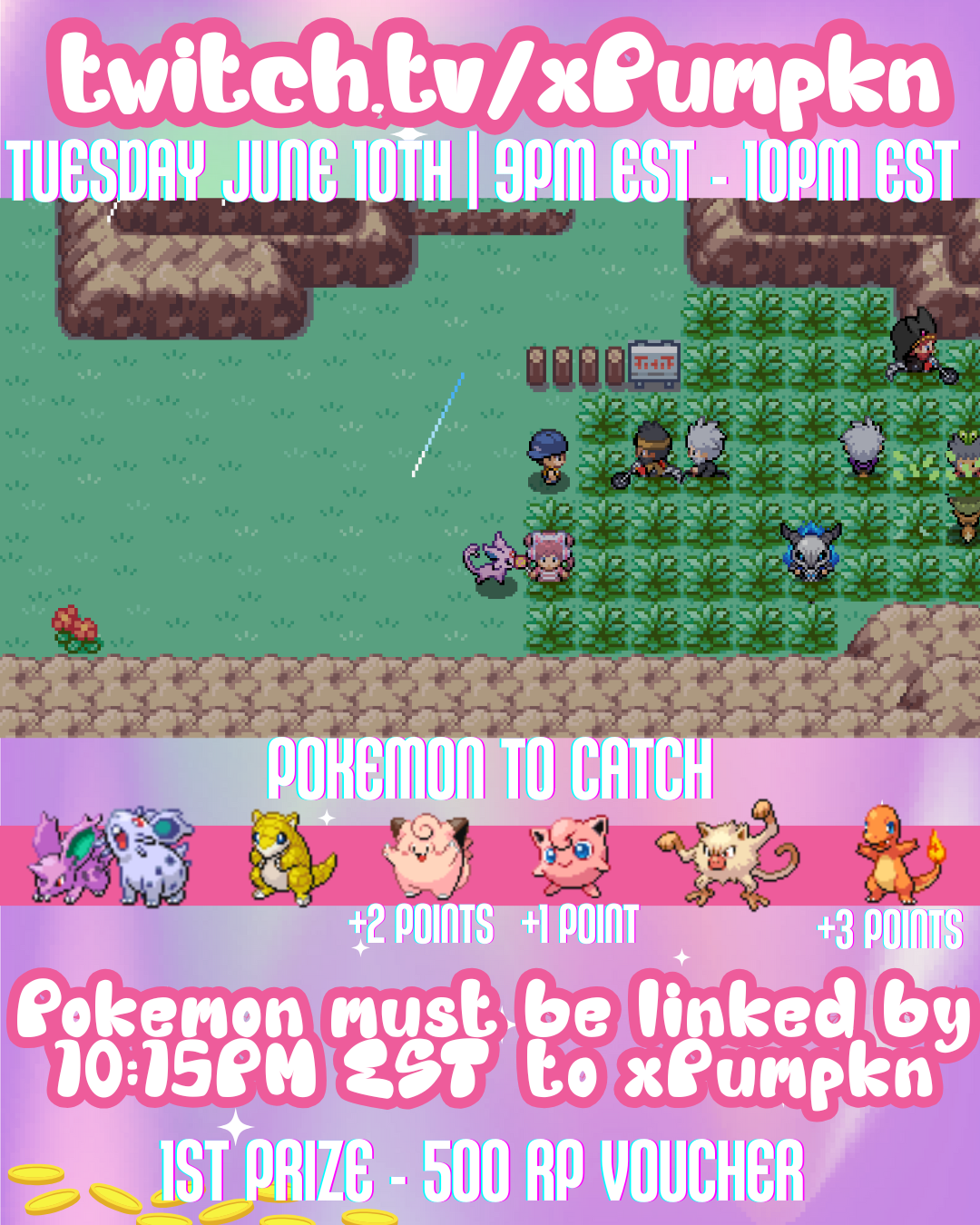 [PMKN] [LIVE STREAM] CATCH EVENT - Kanto, Route 3, CH4 - 500 RP Voucher Prize!